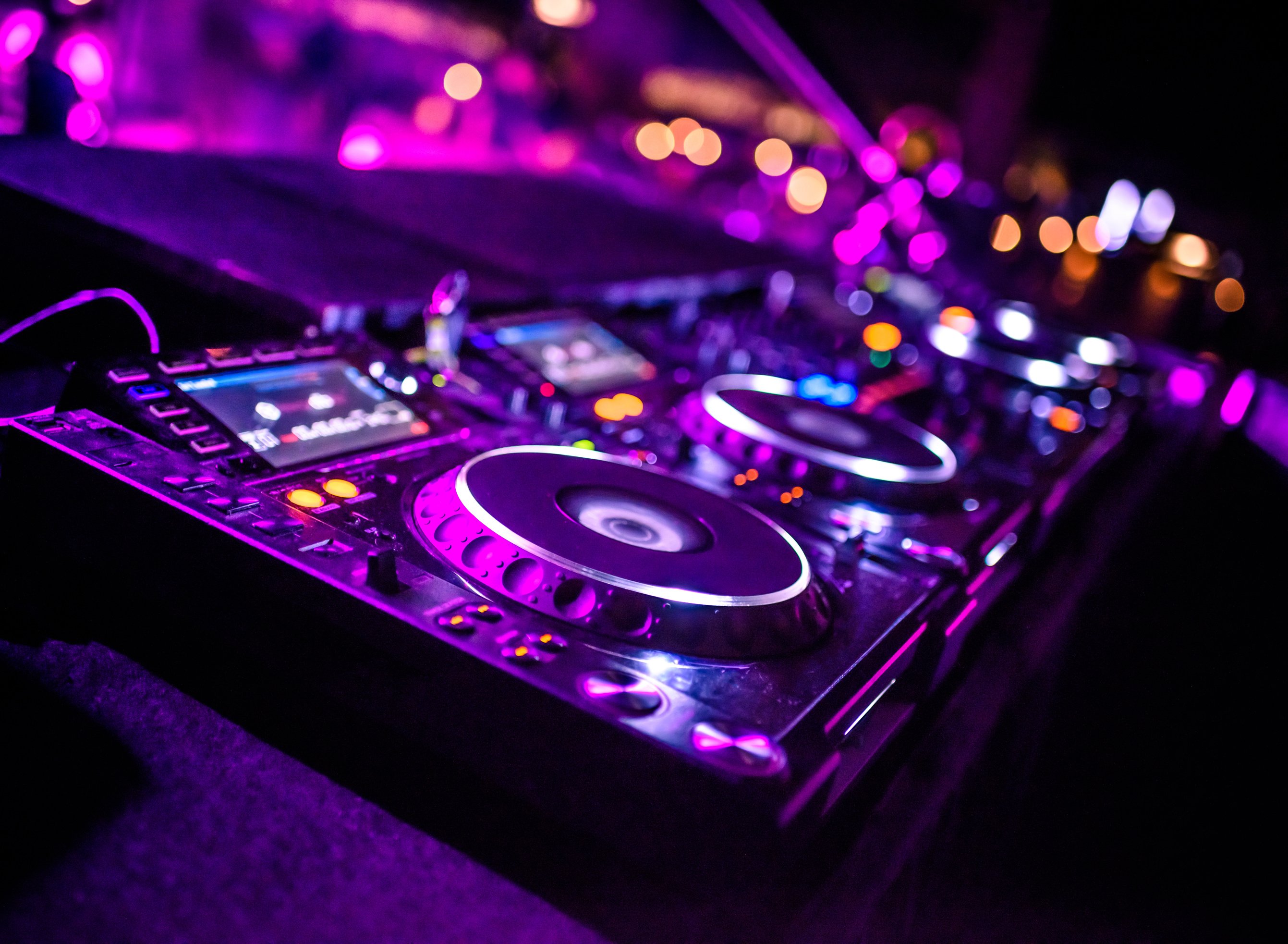 DJ console desk at nightclub